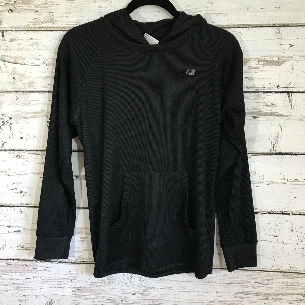 New Balance Black Hooded Long Sleeve Top